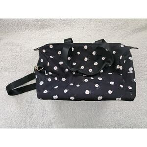 Alice+Olivia Black Duffle Bag Daisy Print‎